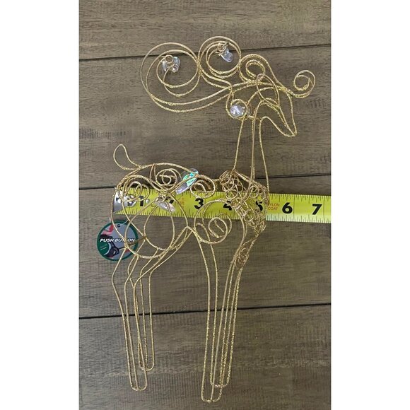 VNT Gold Wire Reindeer With Crystal Accents 10" Christmas Glitter - Picture 4 of 4